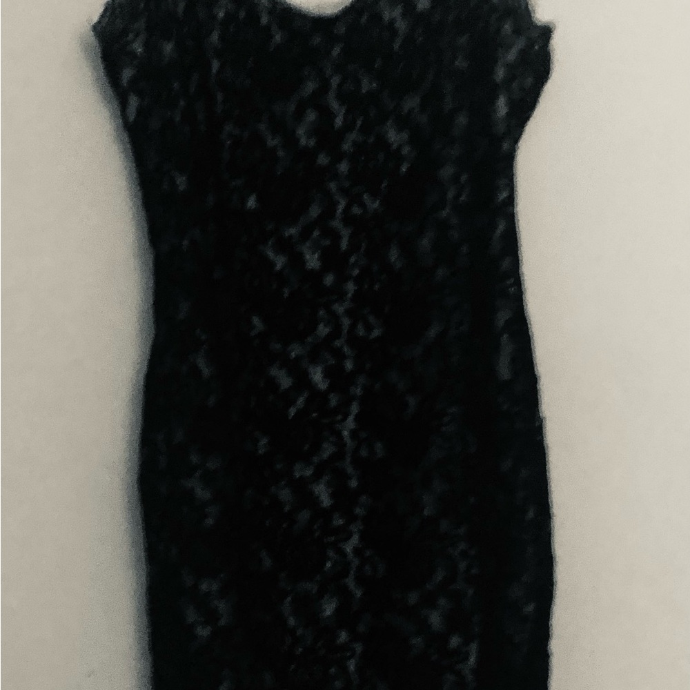 SHEIN Black Lace Cap-Sleeve Sheath Dress